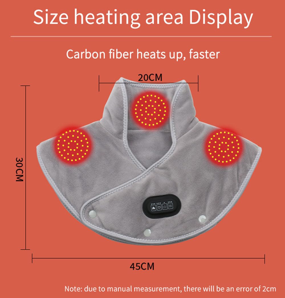 Almohadilla térmica para cuello y hombros con batería de 5000 mAh, 3 niveles de calefacción para hombro, cuello, espalda, alivio del dolor, almohadilla térmica para hombres, mujeres, personas mayores