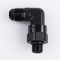 Vista 2 de AC PERFORMANCE Aluminio negro 90 grados -6 AN macho Flare a -4 AN ORB O Ring Puerto Rosca 7/16 x 20 Adaptador de montaje giratorio