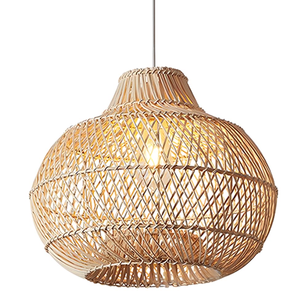 AYQJMD Rattan Pendant Light Handmade Woven Ceiling Hanging Pendant Lighting Round Adjustable Boho Hanging Lamp Brown Wicker Hanging Chandelier for Restaurant Cafe Teahouse Bar Dining Room Club