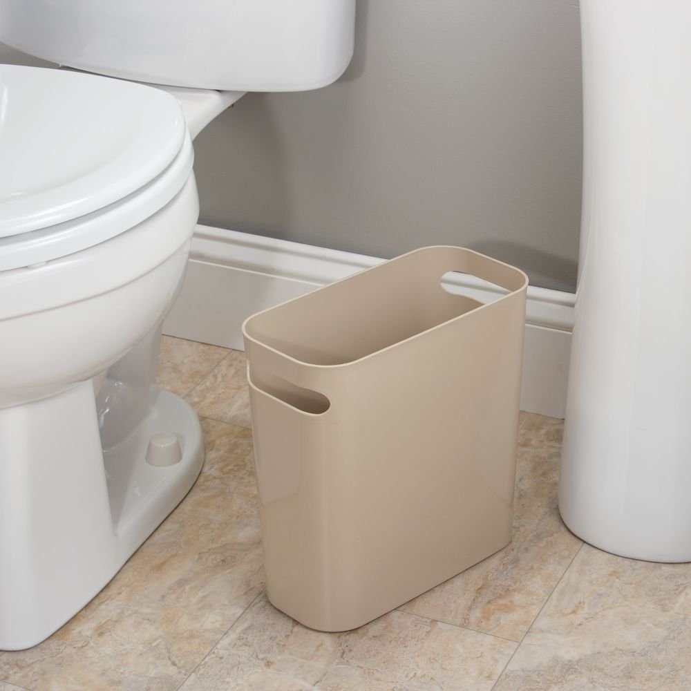 IDesign Set Of 2 Small Rectangular Trash Cans – Taupe Brown, 7.5x11.25x12 Inches, BPA-Free For Bathroom/Office - View #5