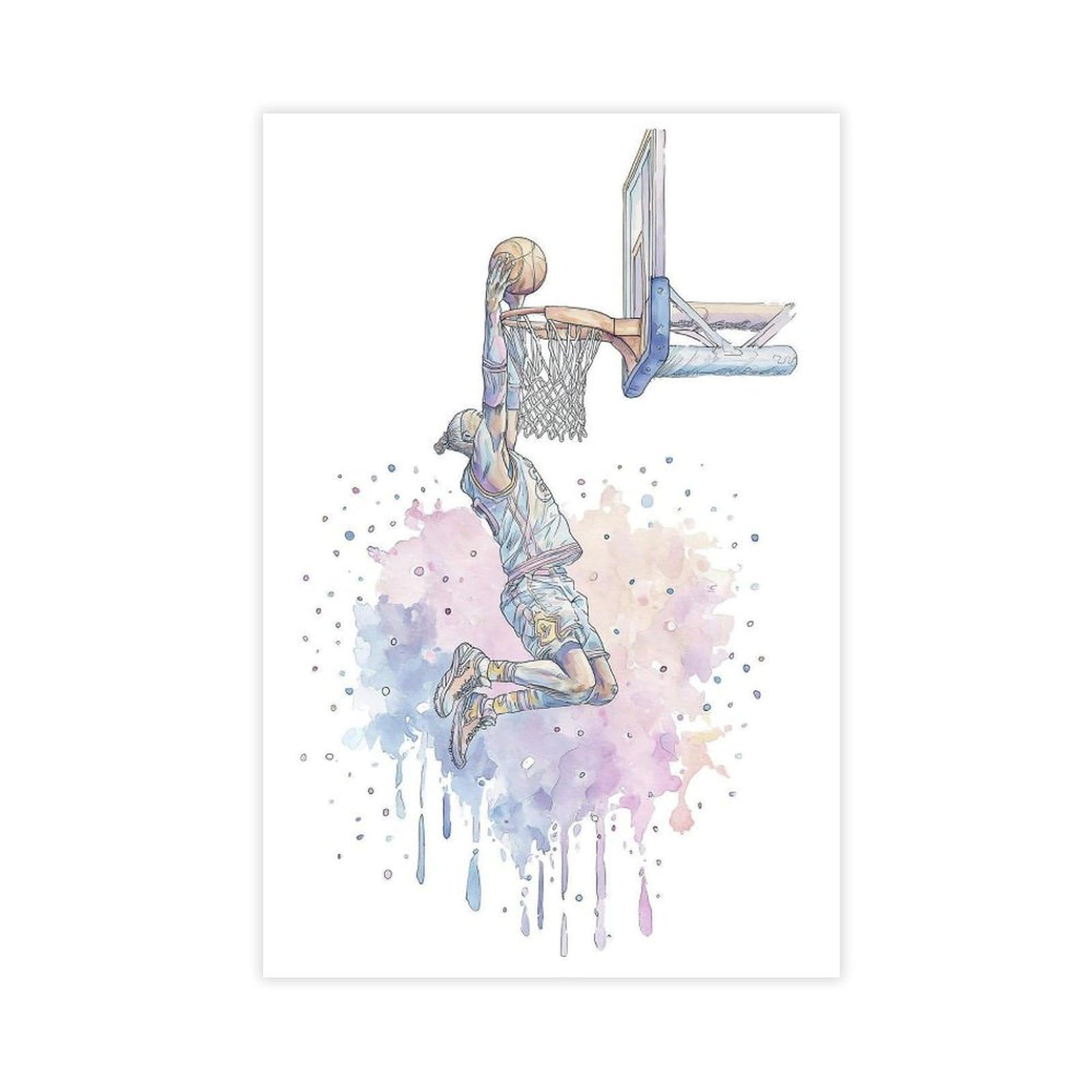 Ywtjax Unframe-Style Basketball Dunk Poster Canvas Poster For Dorm Room Decor Gift