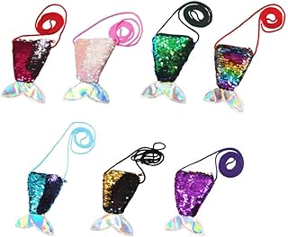 OSALADI 7 Pcs Cauda de Sereia Cauda de Moeda de Moedas Sereia Cauda Caule Crossbody Moeda Carteira Sacos Glitter Sereia Malote de Cauda para Crianças Meninas Festa de Natal Presentes de