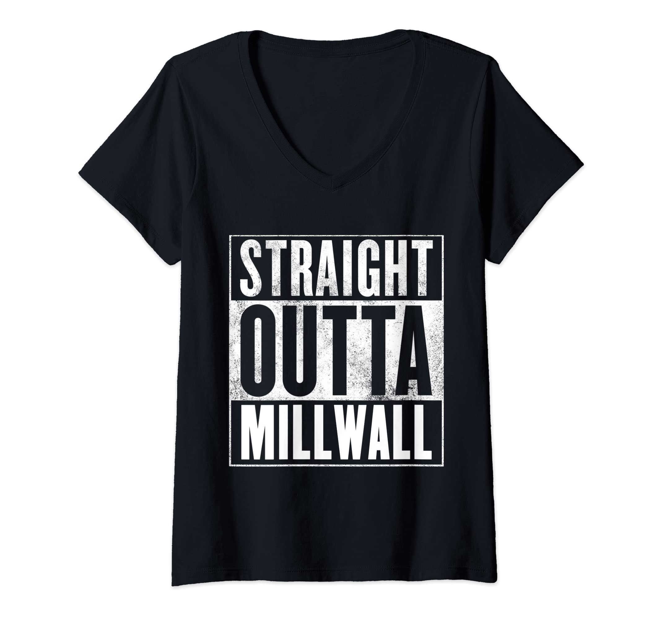 born in MillwallWomens Millwall - Straight Outta Millwall V-Neck T-Shirt