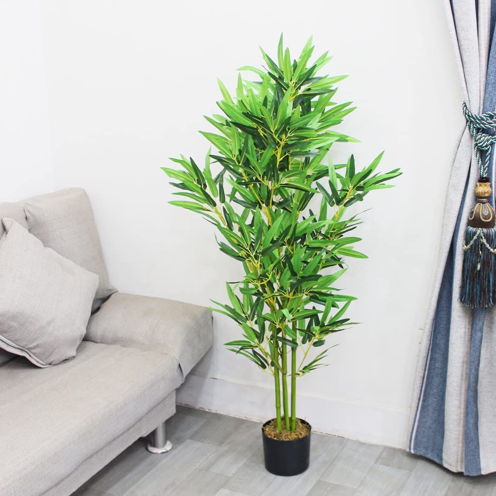 Bambou Plante Arbre Artificielle Artificiel 120cm avec Bois véritable Domaine Interne Decovego