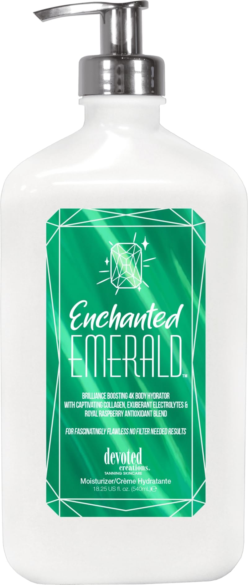 Enchanted Emerald Moisturizer - Brilliance Boosting 4K Body Hydrator with Captivating Collagen, Exuberant Electrolytes & Royal Raspberry Antioxidant Blend 18.25 oz.