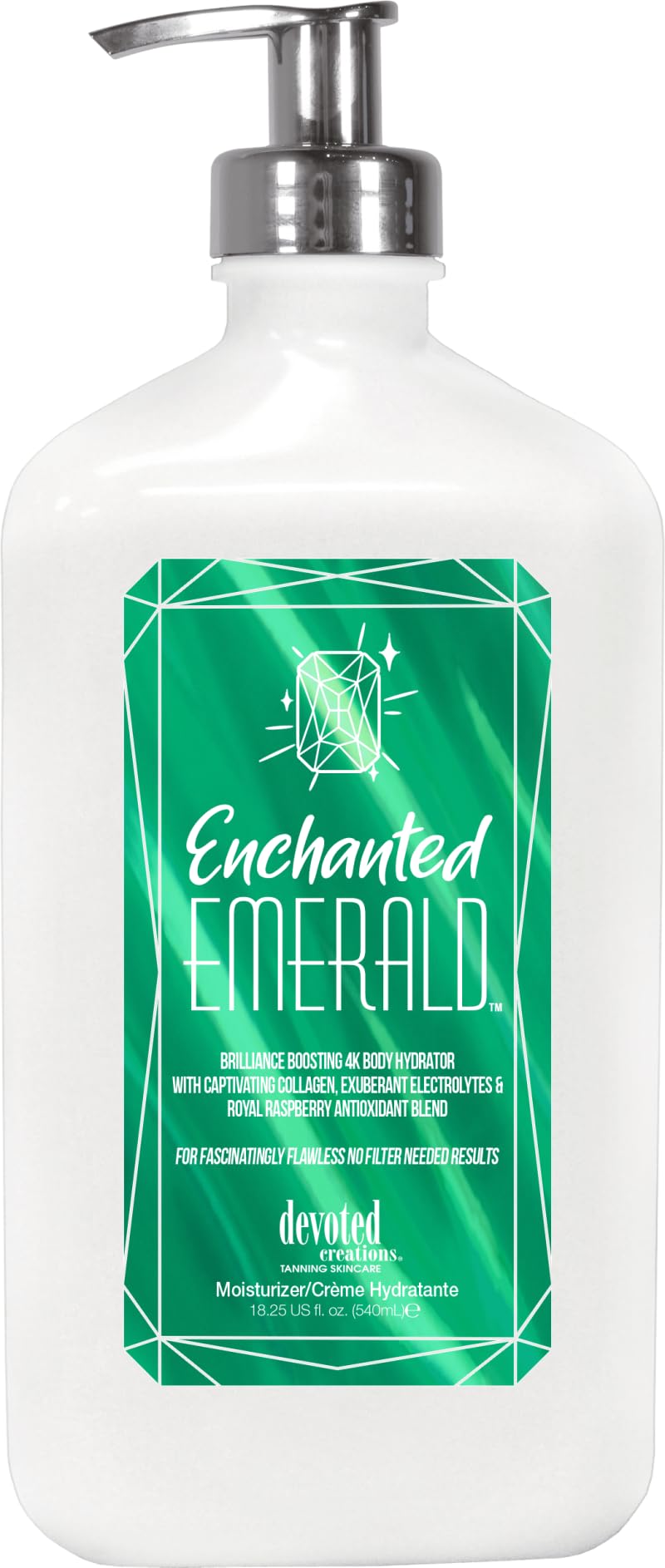 Devoted Creations Enchanted Emerald Moisturizer - Brilliance Boosting 4K Body Hydrator with Captivating Collagen, Exuberant Electrolytes & Royal Raspberry Antioxidant Blend 18.25 oz.