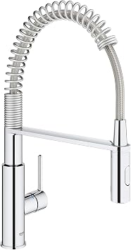 GROHE Get - Kitchen Sink Tap Single-Lever Mixer with Professional Spray & Essentials Holder with Soap Dispenser Set – (Material: Frosted Glass & Metal, Filling Quantity 160ml