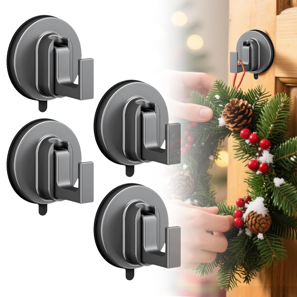 Opeximatun 4Pcs Suction Cup Hooks No-Drill(4Pcs)