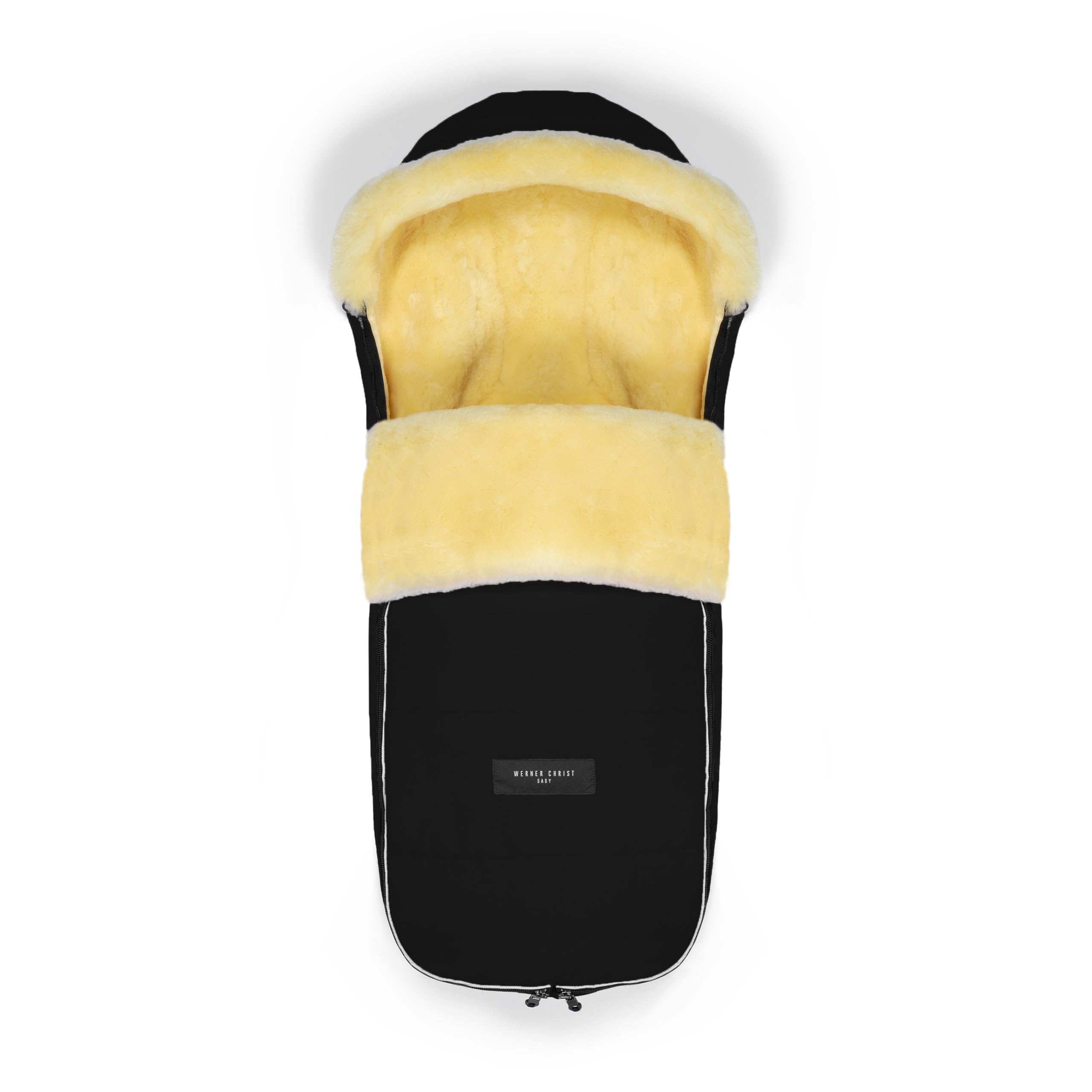 WERNER CHRIST BABY, Lammfell-Fußsack LADIS – für kleine Reisebuggys (Kinder ab 6 bis 36 Monate), aus medizinischem Lammfell, in schwarz (Black)
