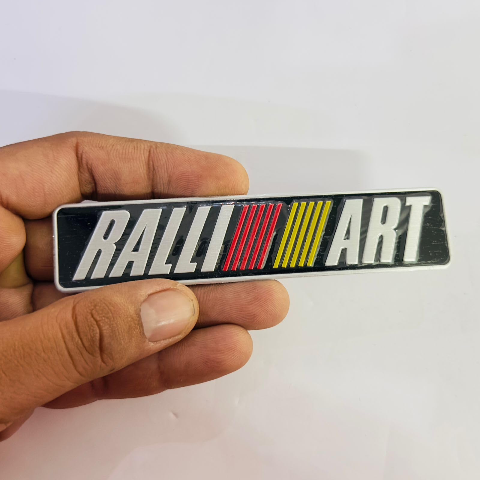 Black pe Silver (RALLIART Sticker) 12cmx2.5cm Ralliart Badges, Car Stickers, Car/Bike Decoration Stickers Car Emblem 3D Badge Auto Racing Sport Sticker Decal-1piece
