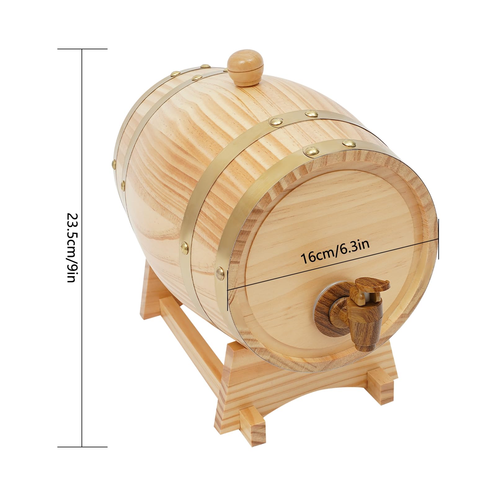 Barril de madera para vino, barril de vino, 3 litros, con grifo para casa, bar, fiesta y banquete.