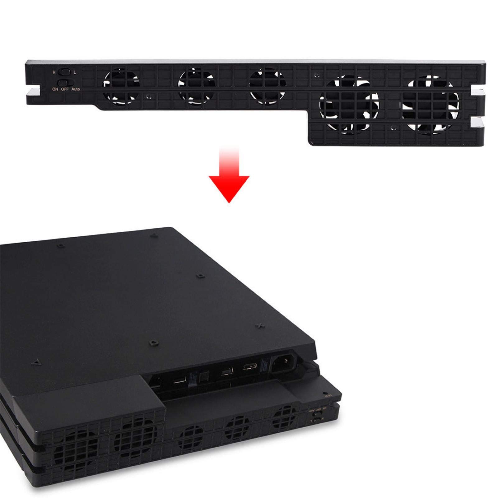 Ventilador para consola PS4 Pro con cable USB a CC, ventilador automático de temperatura constante, 5 ventiladores de refrigeración Super Turbo Control de temperatura Ventilador para Playstation