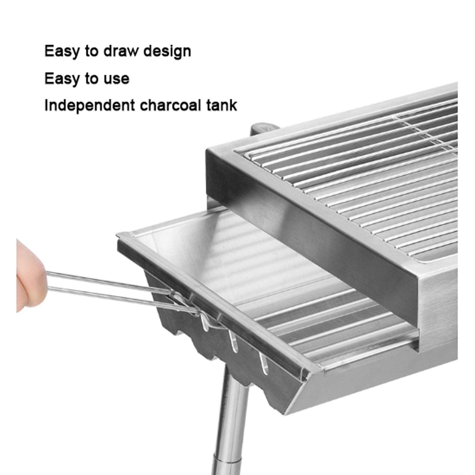 Barbecue Griglia a Carbone Acciaio inossidabile da esterno Portatile Grill Grill Grill Pieghevole Pieghevole BBQ BBQ Grill Grill argento cromato, leggero, pieghevole □ per campeggio, picnic 25.2 "x 11