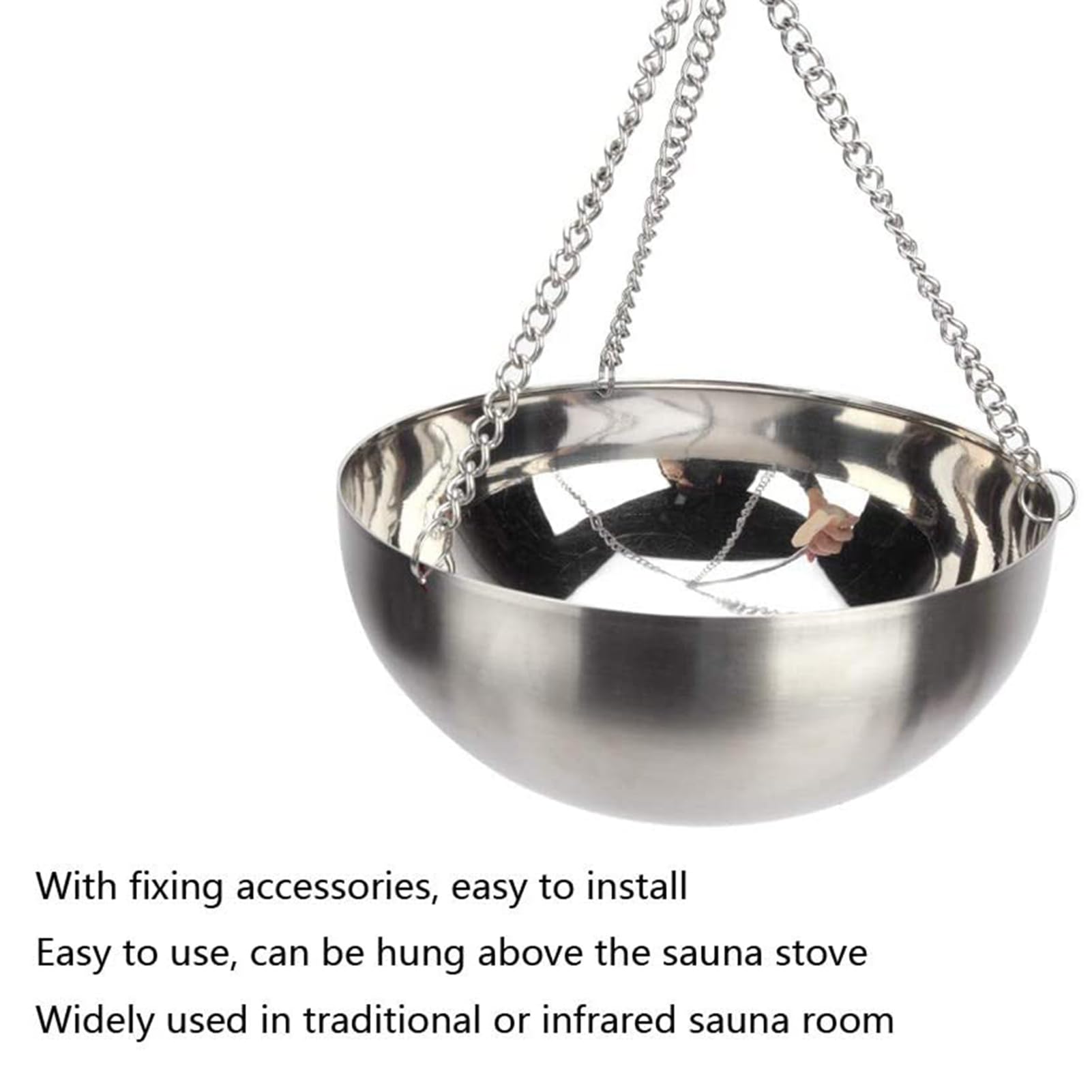 Cuenco para sauna de acero inoxidable, diámetro de 12 cm/20 cm, para sauna y cristales de mentol, 850 ml