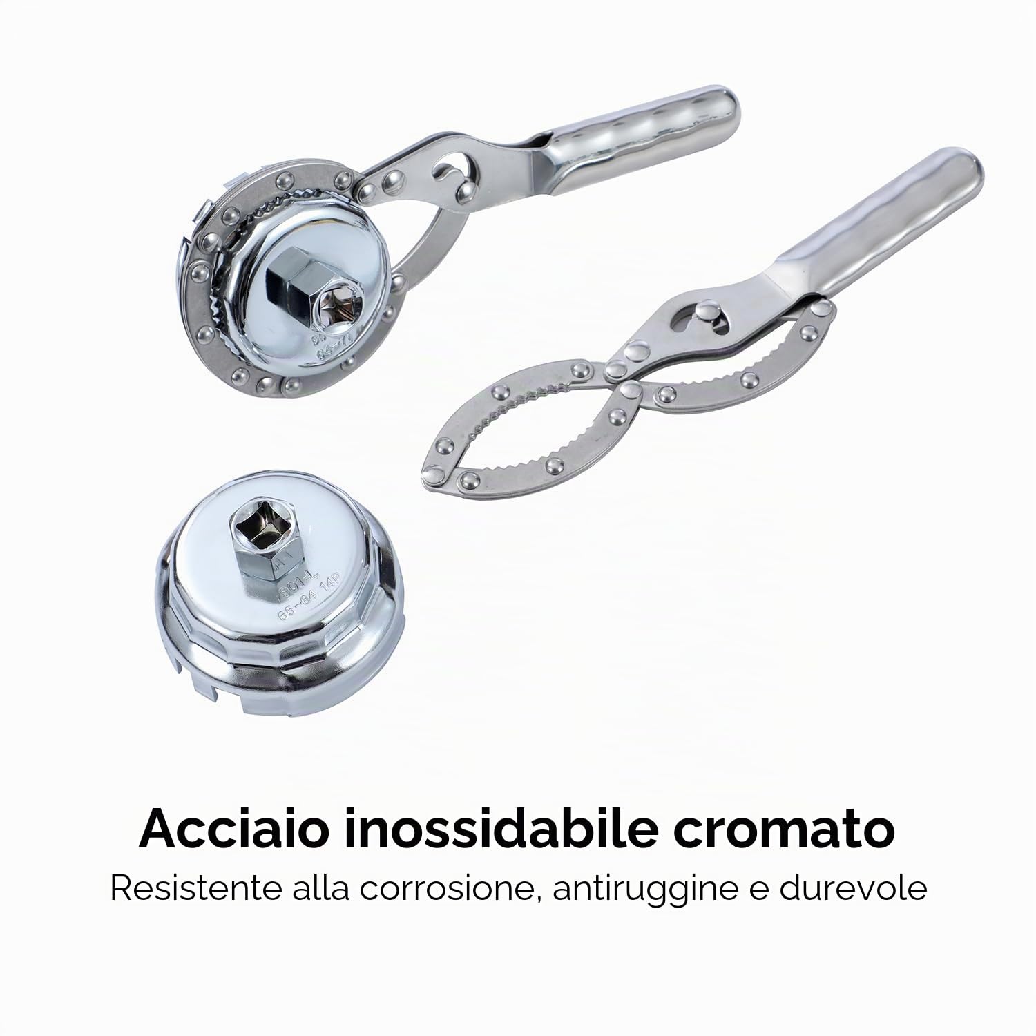 TOPWAY 35 Pezzi 1/2"" Set di Chiavi per Filtro Olio in Acciaio Inossidabile con 2 Manette Chiave Regolabile per Filtro Olio e Chiave per Garage Auto Riparazione con Custodia