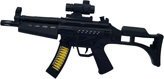Toy Gun for kids, great for Police play, Army Soldier, Military, boys Costume accessories & fancy dress. This durable MP5 Machine Gun Toy makes fire sounds, lights and vibration for hours of fun.