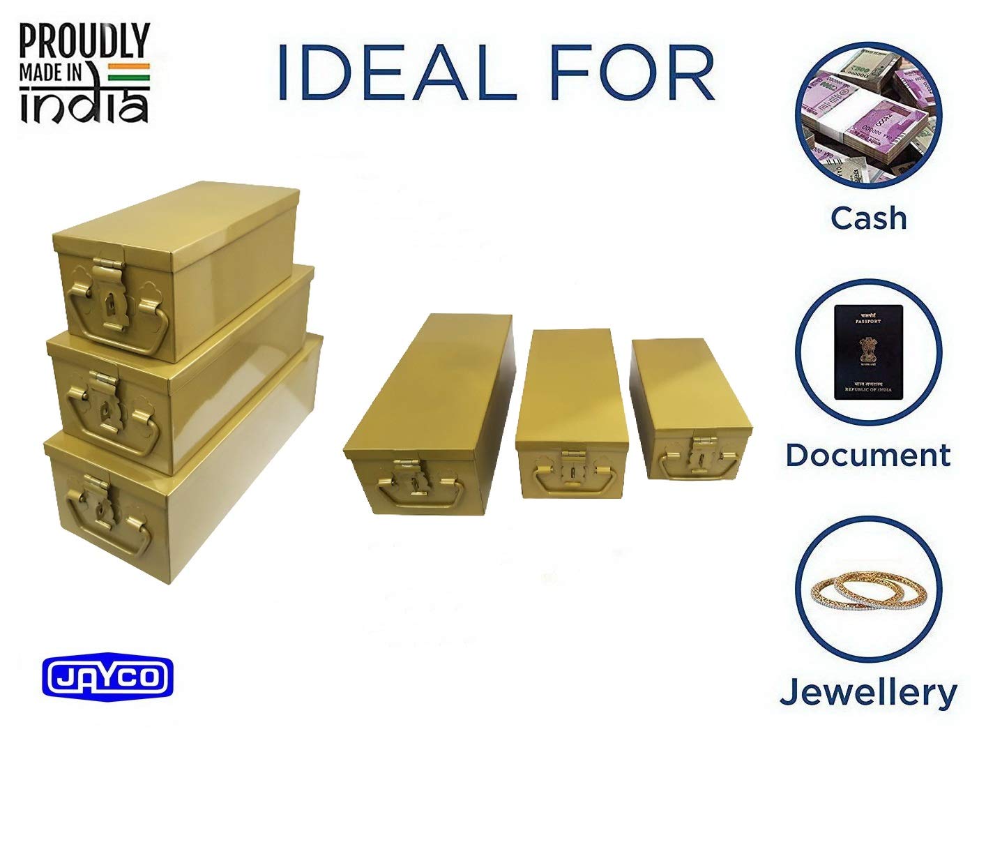 JOWEL Stainless Steel Locker Safe Box/Jewel/Cash Peti/Storage Container Set  (8