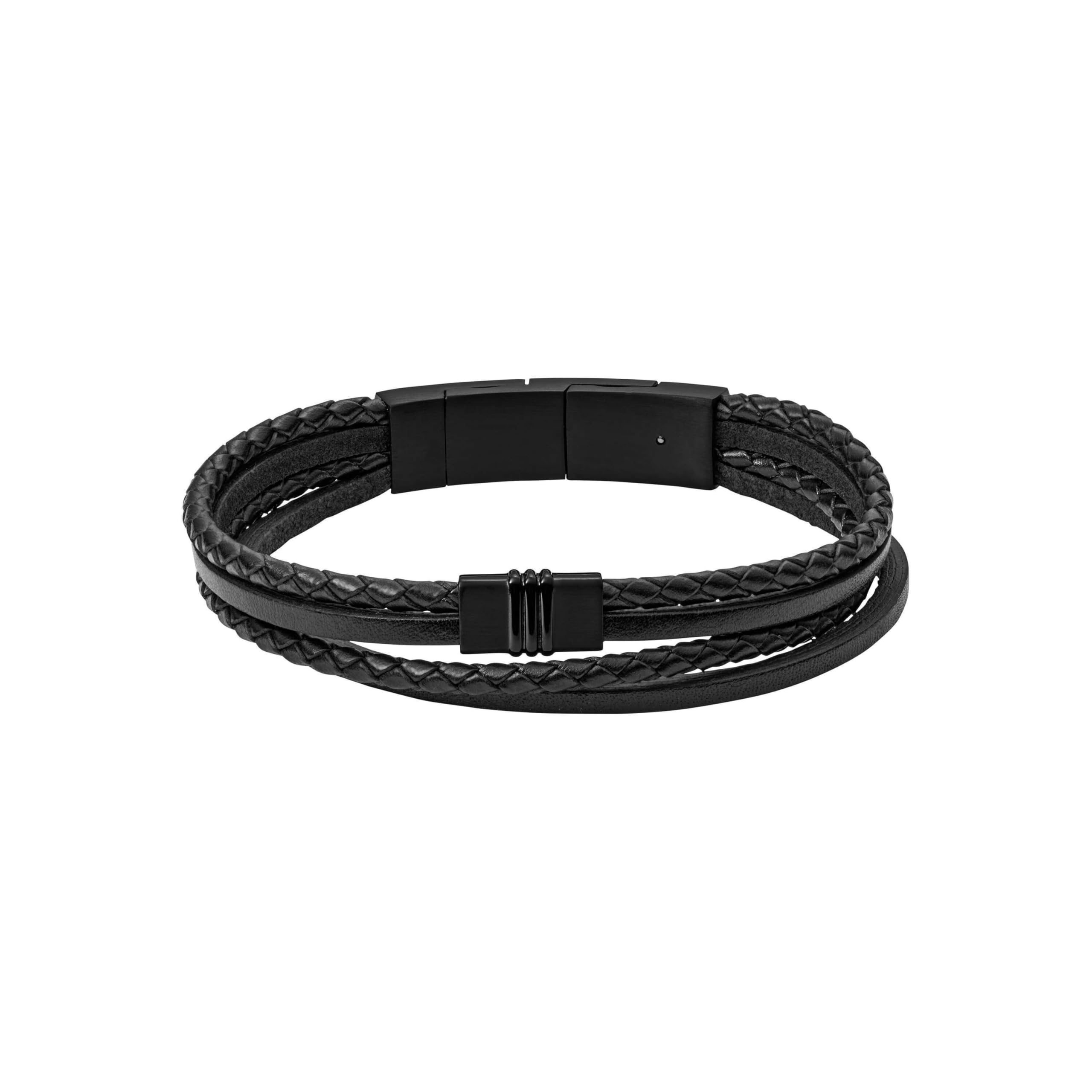 FOSSIL bracelet Vintage Casual Multi-Strand Leather Bracelet Black