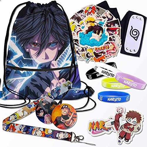 Anime Gifts for Teens,Anime Headband,Drawstring Bag,Stickers,Bracelet,Lanyard,Phone Ring Holder-Ideal Anime Lover Gifts