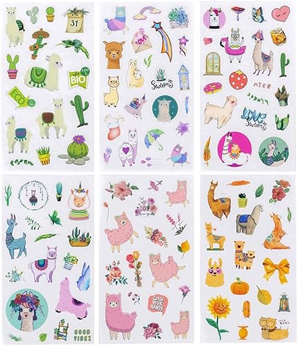 Lindas calcomanías de alpaca washi, cactus, suculentas, flores, encantadoras calcomanías de animales para diario, álbum de recortes, planificador de