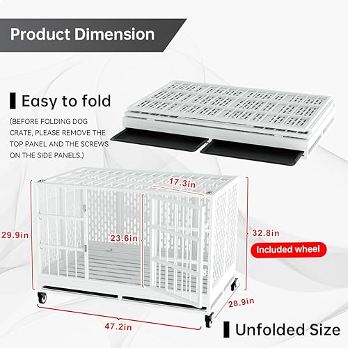 Miniatura 2 de Jaula resistente para perros de 48121,9296,52 cm con ruedas, jaula plegable de metal para perros grandes y medianos, jaula extra grande XL XXL