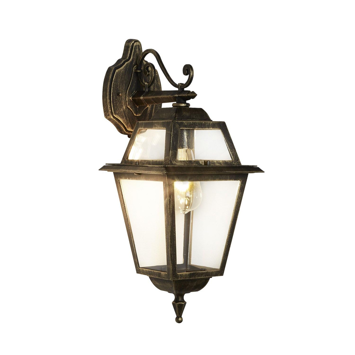 Searchlight Lighting Black Gold New Orleans Cast Aluminium Hanging Outdoor Wall Light Lamp Black/Gold Finish New