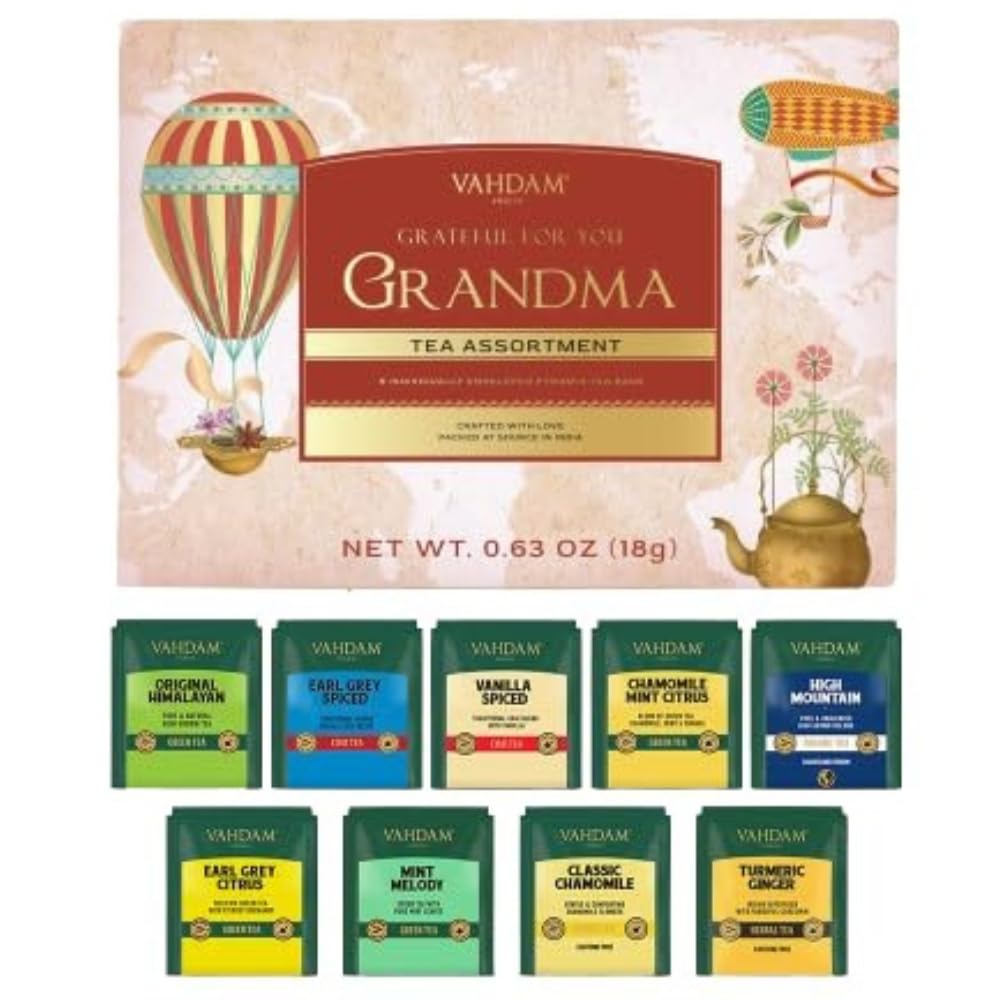 VAHDAM Limited Edition - Gifts for Grandma from Granddaughter & Grandson | Gifts For Mom | 9 Tea Variety Pack | Grandma Gifts | Mom Gifts, Gifts