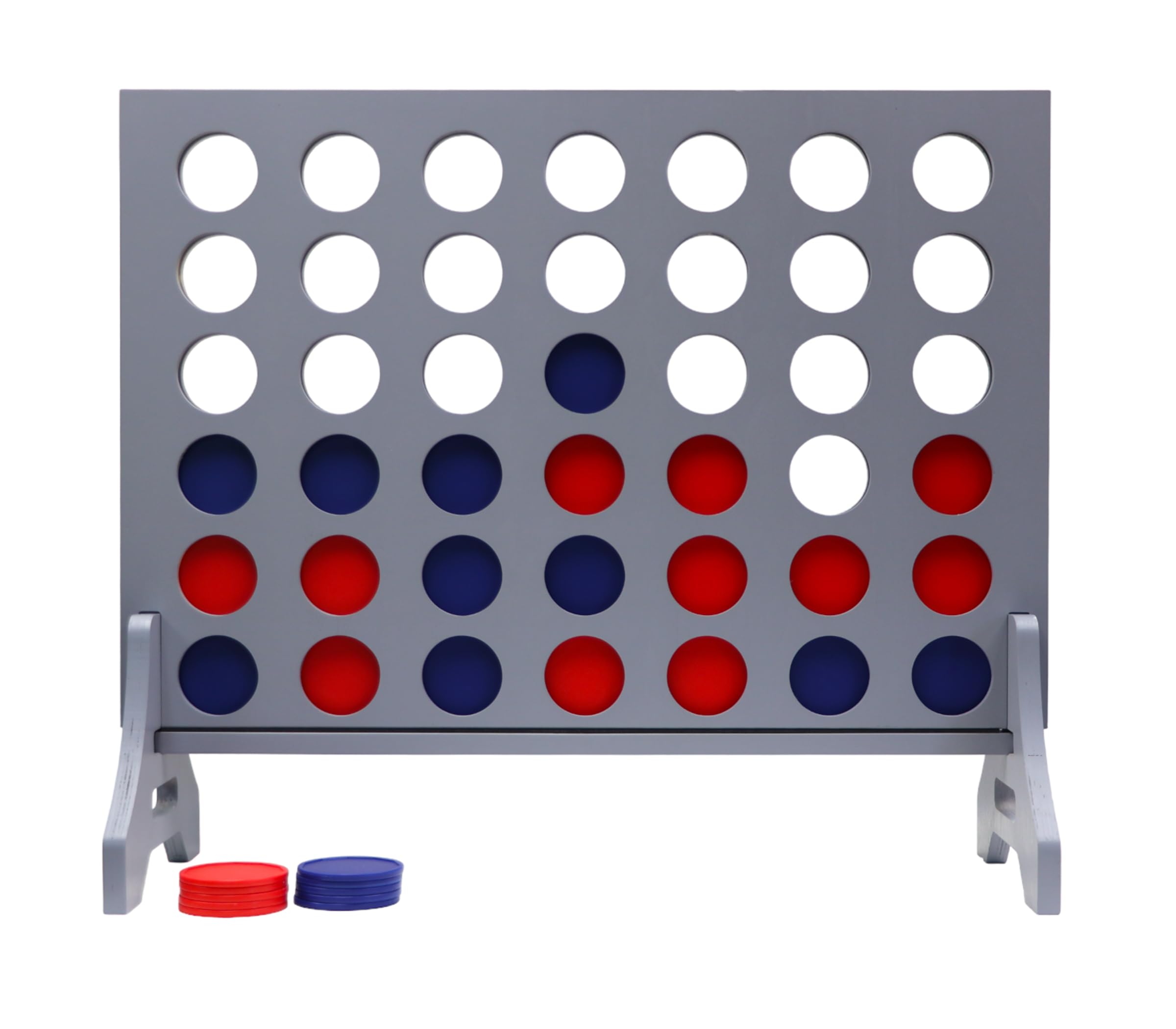 Giant 4 in a Row Game for Family &amp; Adults – Tailgating Pros Jumbo Grey Wooden Four in a Row Indoor &amp; Outdoor Yard Game for Family Party Fun, Portable Activities for Patio, Backyard, and Camping