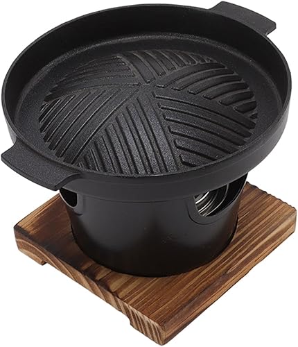 Parrilla de barbacoa para encimera, mini parrilla de carbón portátil, a prueba de palos, sin humo, parrilla extraíble con placa de madera para