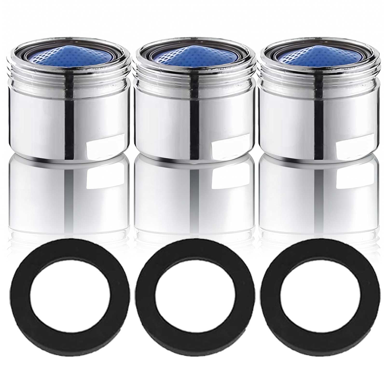 Faucet Aerator 22mm, 3Pcs Shower Flow Restrictor Tap Filter Replacement Parts with Copper Shell for Kitchen Bathroom