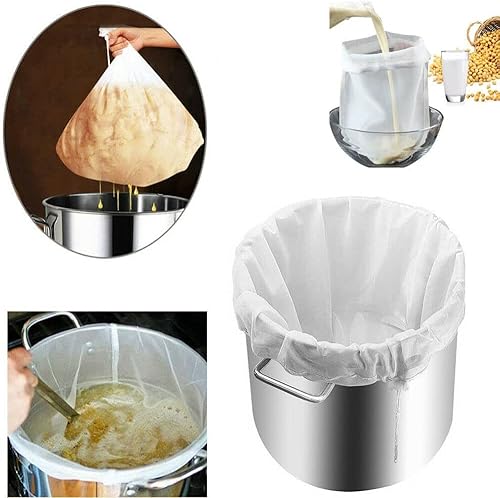 Miniatura 8 de Bolsa de filtro de preparación, 100 bolsas coladoras de malla, colador grande, bolsa de filtro de vino de grado alimenticio, reutilizable, para