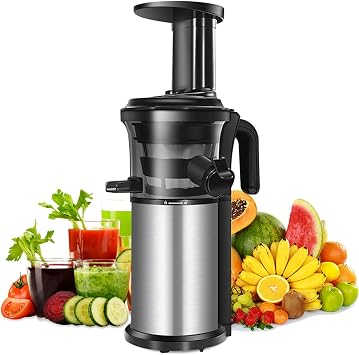 Juicer Machine, 200W Compact Masticating Slow Juicer, Juicer Household Fruit Automatic, Stainless Steel Low Speed Auger Fruit Vegetable