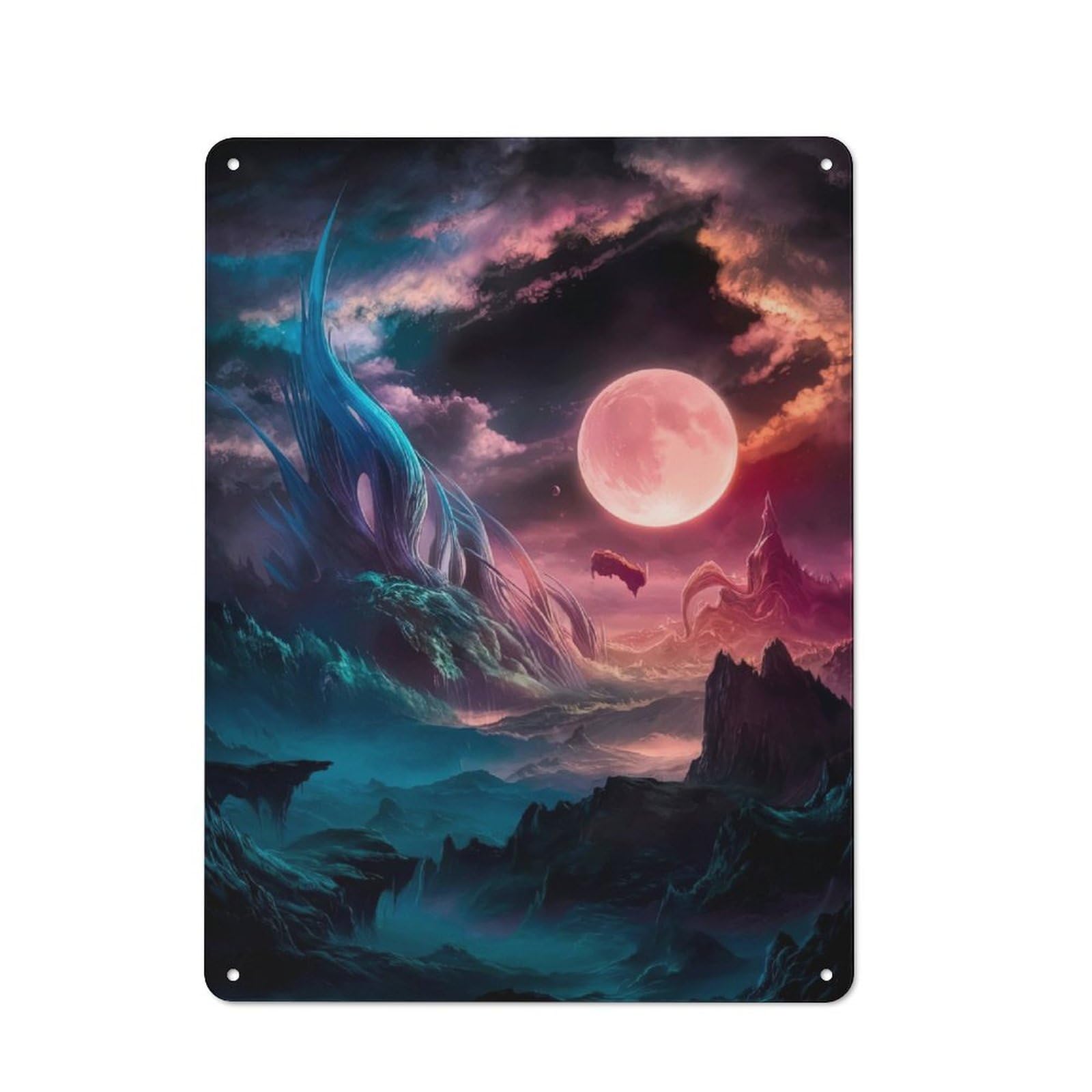 Junmoney Alien Moonlight Realms Industrial-Style Metal Sign 40X30cm For Hallway Wall, For Kitchen, Dining Room And Home Bar Wall Decor