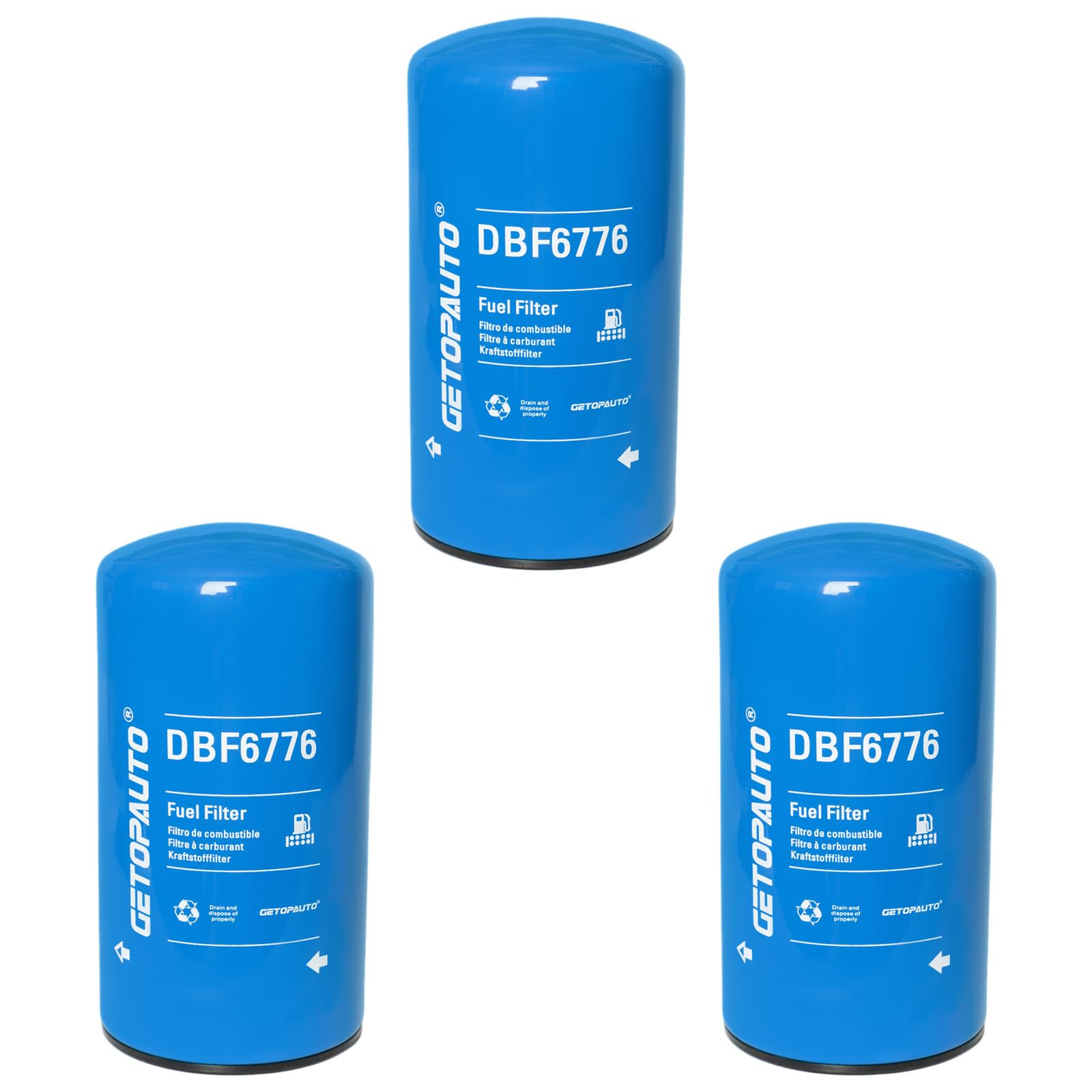 GETOPAUTODBF6776 Fuel Filter Compatible with Cummins ISX11.9 ISX15.0 QSX11.9 X15 Engines Replace 5599456 5365988 FF5825NN BF46129 WF10515(Set of 3)