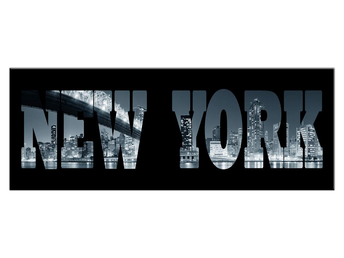 DECLINA, Quadro Decorativo da Parete per Soggiorno Moderno, Quadro Decorativo da Parete, Motivo: New York, 80 x 30 cm, Canvas, Nero, 100x35 cm
