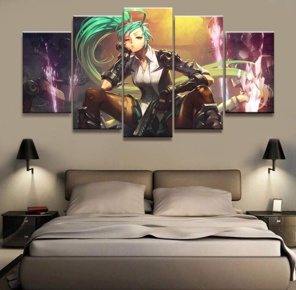 BAOJIAN5 canvas prints 5 pieces Pandaren Video Game Poster HD Pictures Decorative Paintings for Living Room Wall Decor5 Prints on Canvas