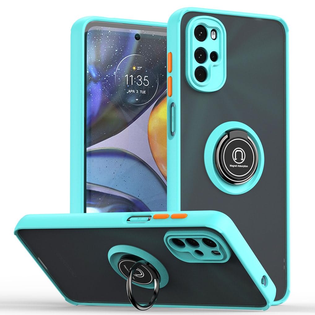 SEAHAI Cover Per Motorola Moto G22 / E32 / E32S: Custodia Rigida Traslucida Con Anello Rotante 360°, Antiurto, Rosso - 2