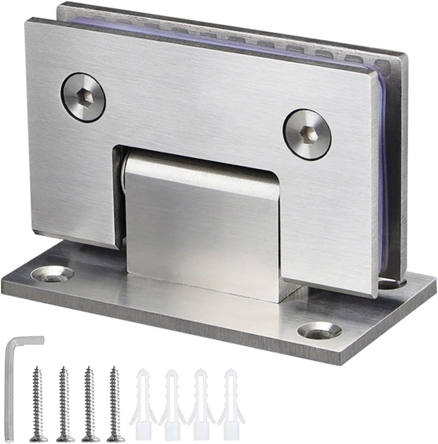 Glass Door Pivot Hinge, 1pcs Stainless Steel Bathroom Clamp, 90 Degree Heavy Duty Glass Door Hinges Frameless