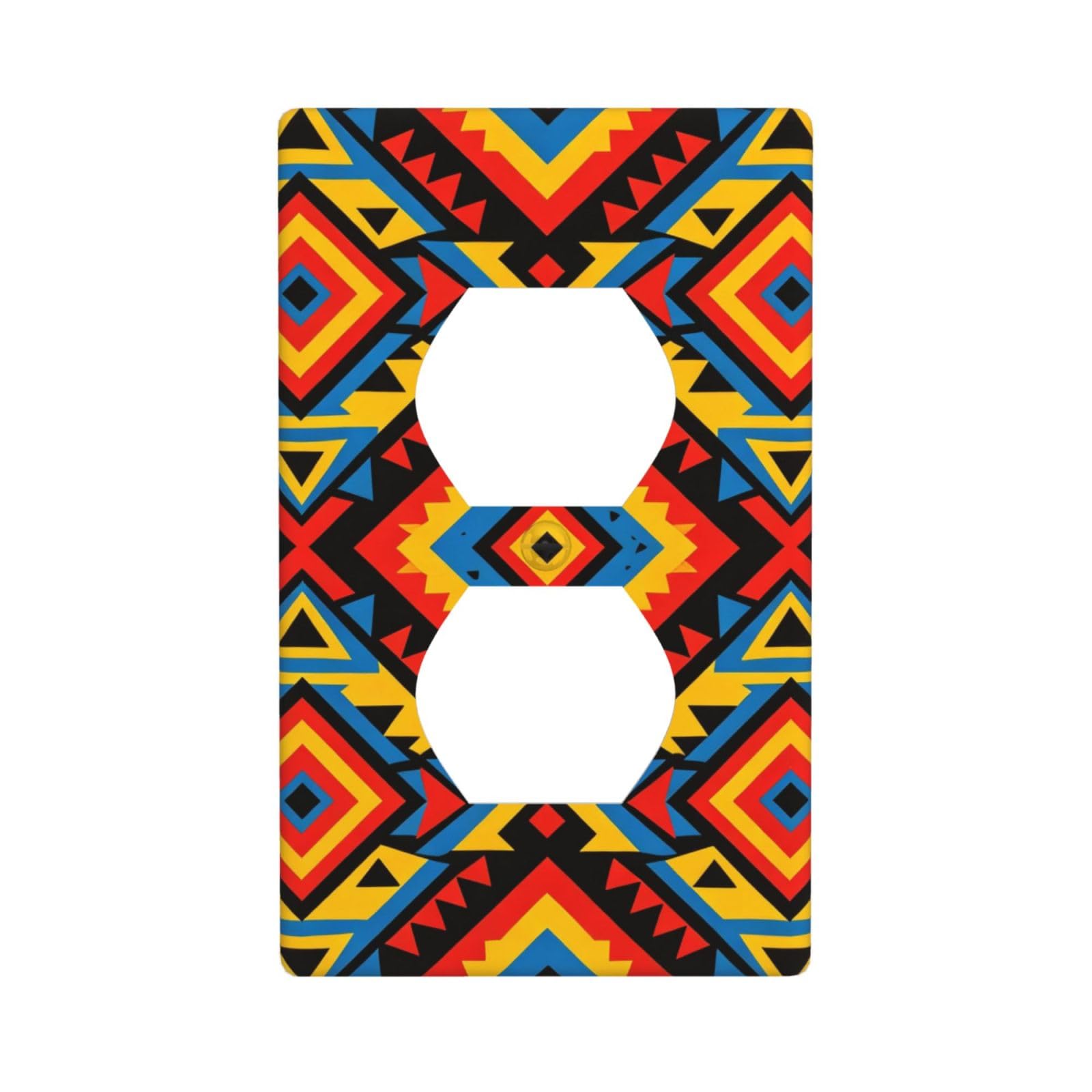 Boho Geometric Print Decorative Switch Plate Cover-Unbreakable Polycarbonate Wall Plate for Home Office, 1 Gang with Screws