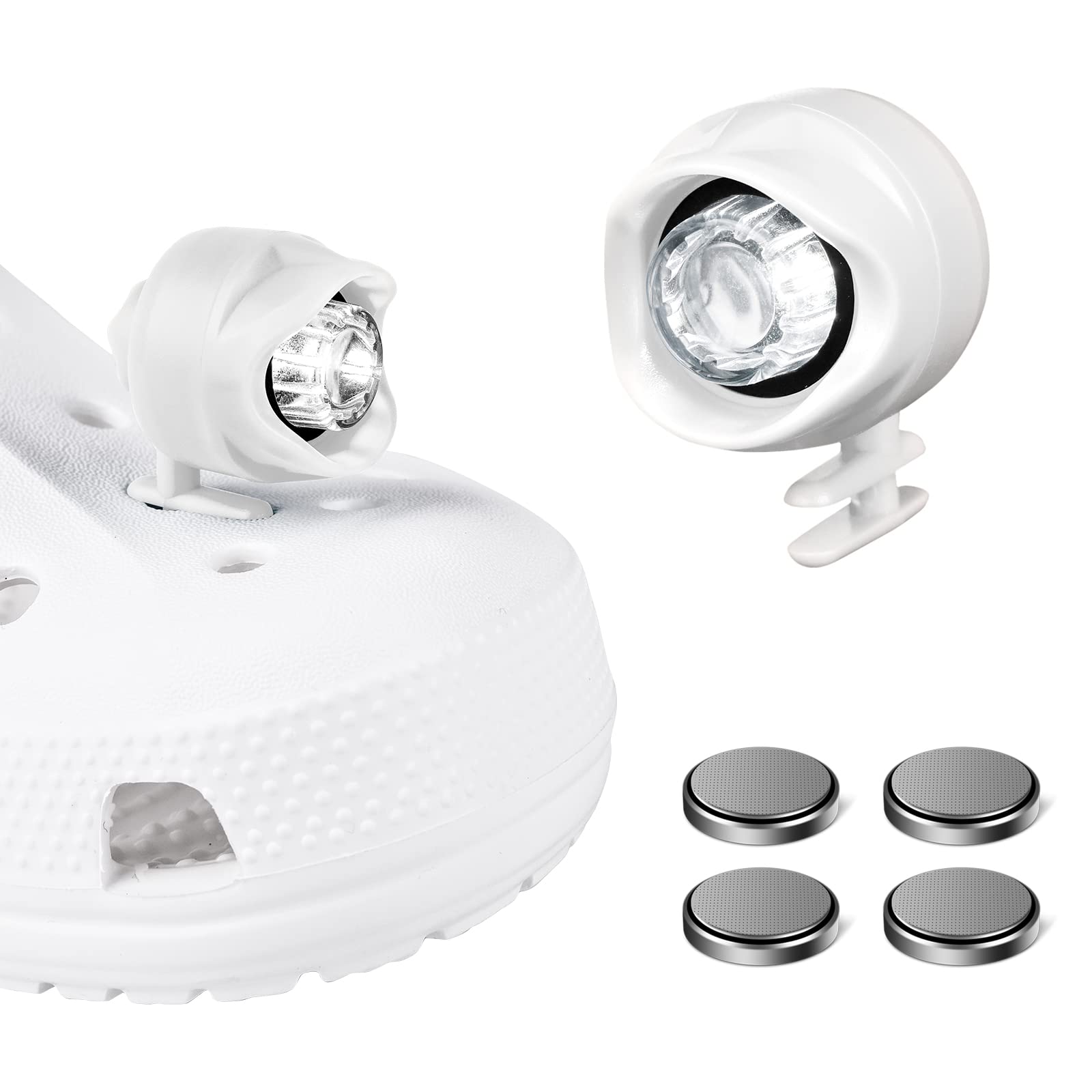 ZICKYO 2 PCS Headlights for Clogs Shoes Flashlight Small Lights Decoration Light Charms for Bubble Slides for Kids Adults