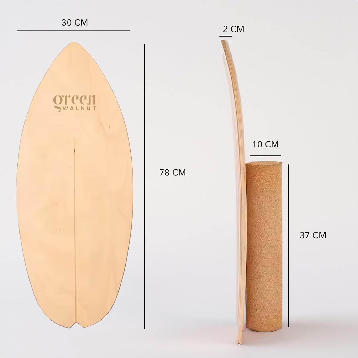 Wooden Balance Board, Surf Balance Board Trainer with Roller, Wooden Exercise Balancing Stability Trainer - Non Slip Surface, Natural