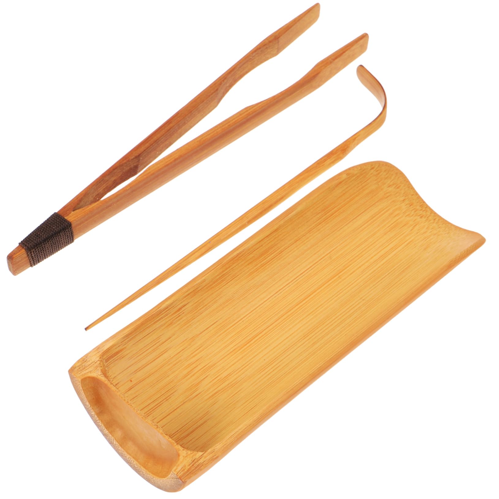 MUCKLILY 3PCS Wood Tea Accessories Set Elegant Teaware for Tea Ceremony Scoop and Leaves Holder for Home Office