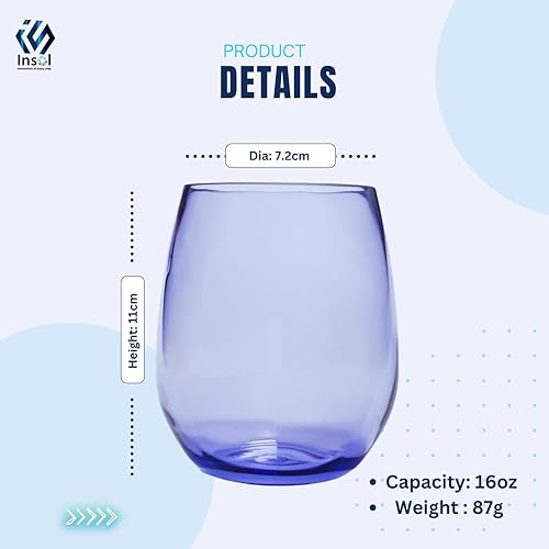 Miniatura 2 de Juego de 6 copas de vino de colores, sin BPA, de plástico, tritán y acrílico, aptas para lavavajillas, sin tallo e irrompibles, para interiores,