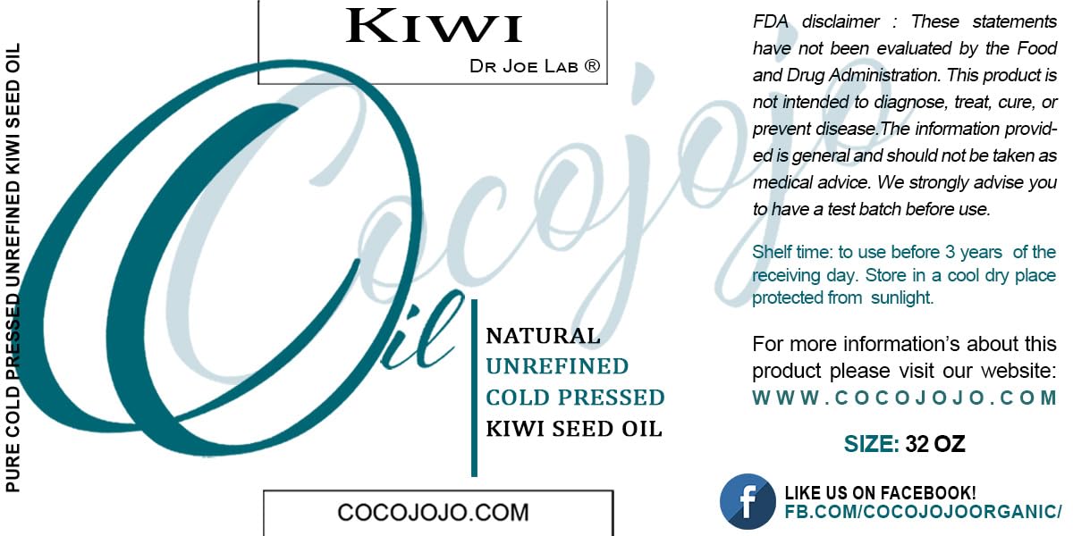 Dr Joe Lab Kiwi Seed Oil 32 oz Pure Natural Cold Pressed Unrefined Extra Virgin Kiwi Oil - for Hair Skin Body Nail and Beard - Moisturizing, Soothing, Hydrating, & Nourishing - Image 2