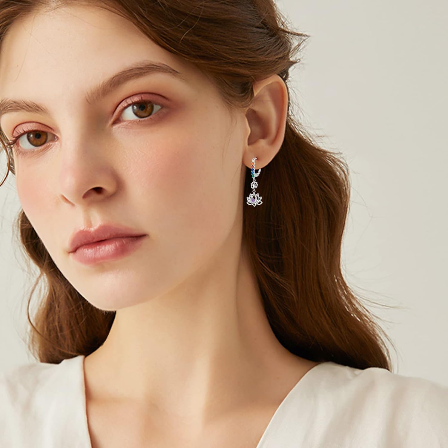 Moonstone Floral Earrings for Women: 925 Sterling Silver Lotus, Tulip & Daisy Leverback Dangle Earrings for Sensitive Ears, Yoga Jewelry Gifts for Birthday, Mother's Day - Image 3