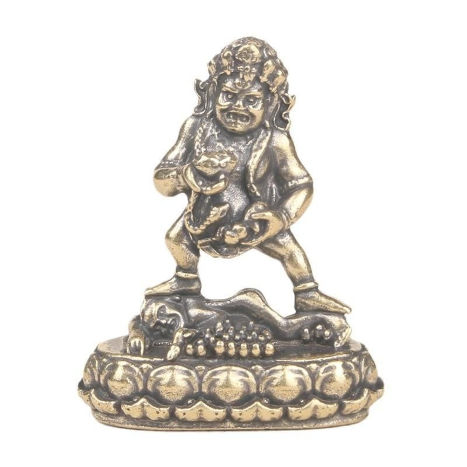 AOTTSD Black Jambhala Statue (Kala Dzambhala), Tibetan Buddhist Wealth Deity Brass Figurine (48x39mm)