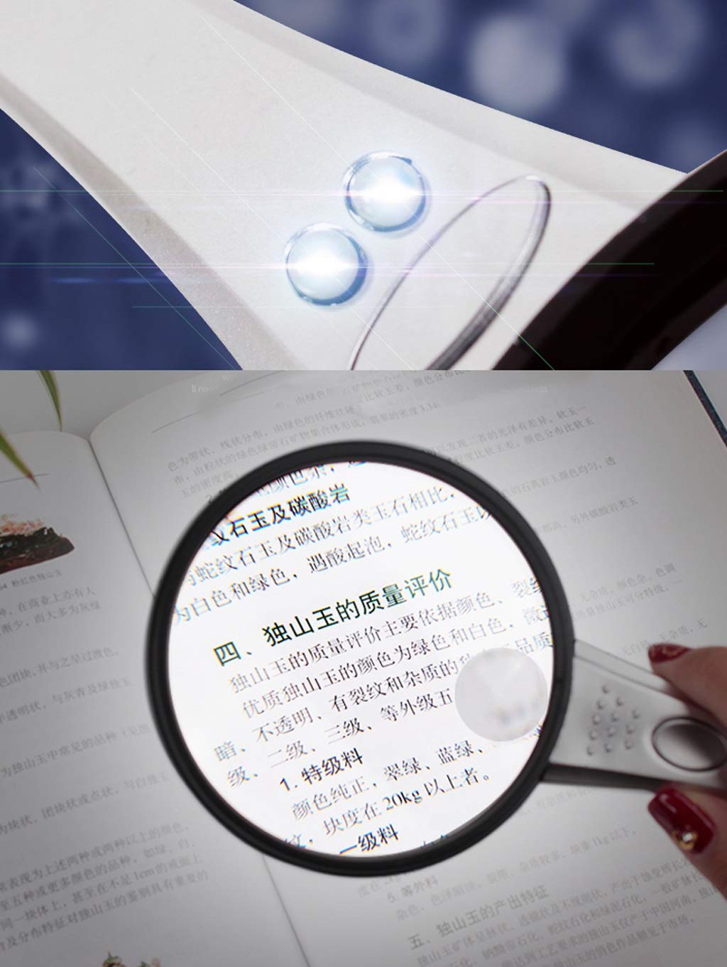 Lenti di ingrandimento Magnifyiglass Dual HD Lens 3X 6X Amplificazione con 2 Ledp Handheld Readimagnifier 90Mm