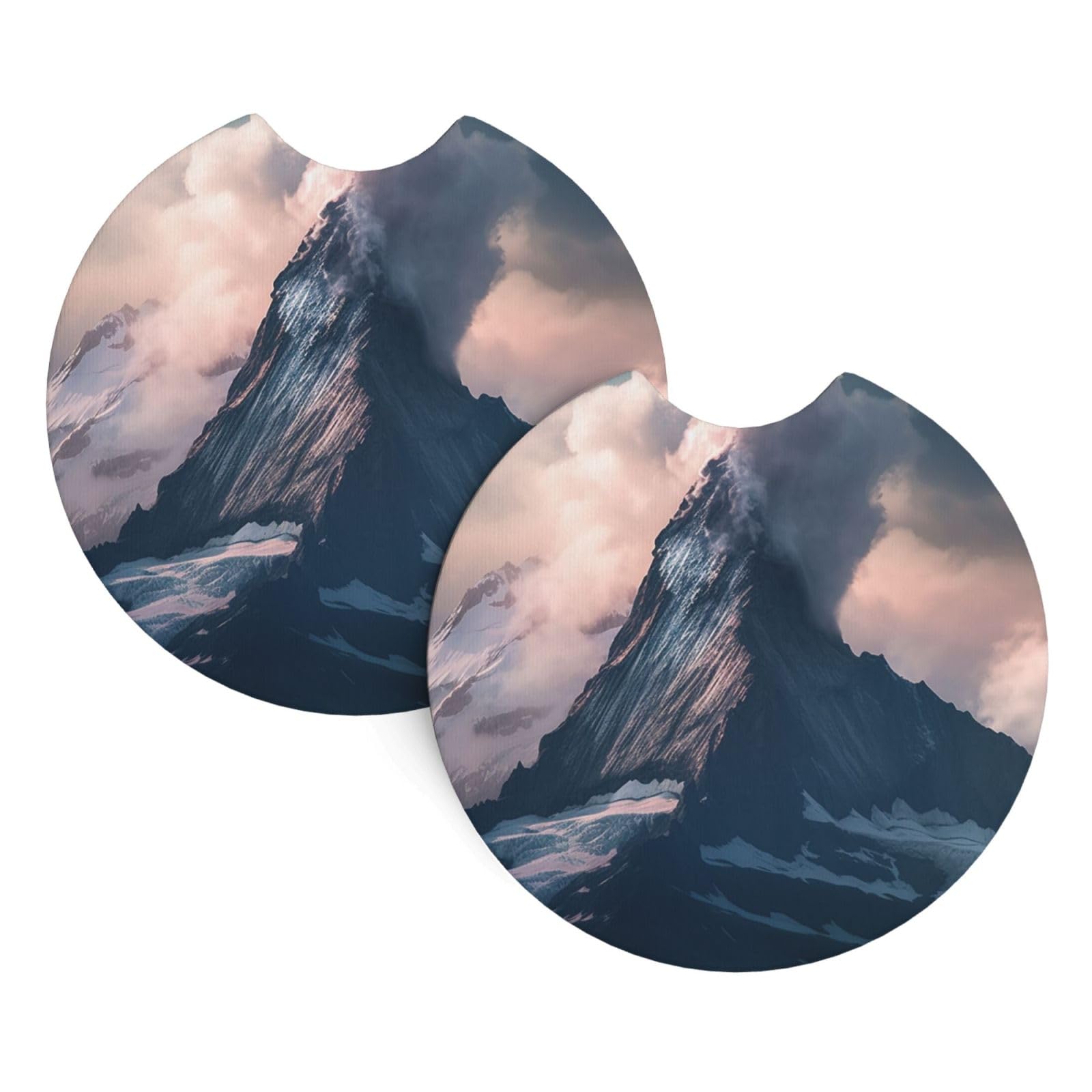 2 Pack Car Coaster for Cup Holders Towering Mountain Car Cup Coaster 2.7" Neoprene Non-Slip Automotive Cup Mat Universal Auto Car Interior Accessories for Women Men Cup Pad