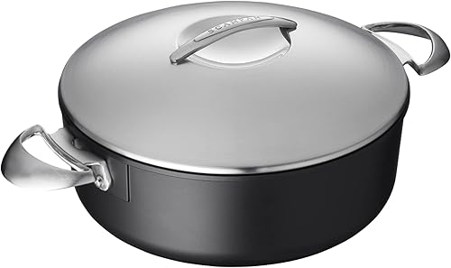 SCANPAN Olla profesional de 45 cuartos de galón baja con tapa utensilios de cocina antiadherentes fáciles de usar aptos para lavavajillas utensilios