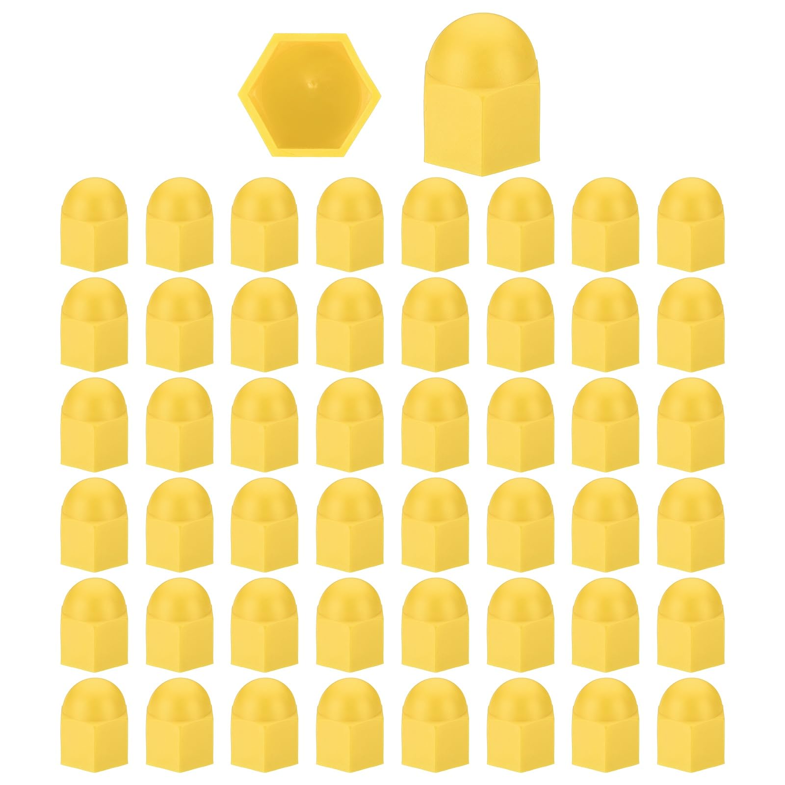 PATIKIL 50 Pcs Hex Nut Cover, M20x30x37mm Nylon Screws Bolt Covers Caps Dome Acorn Hex Head Bolt Protection Cap for Screws Nut, Yellow